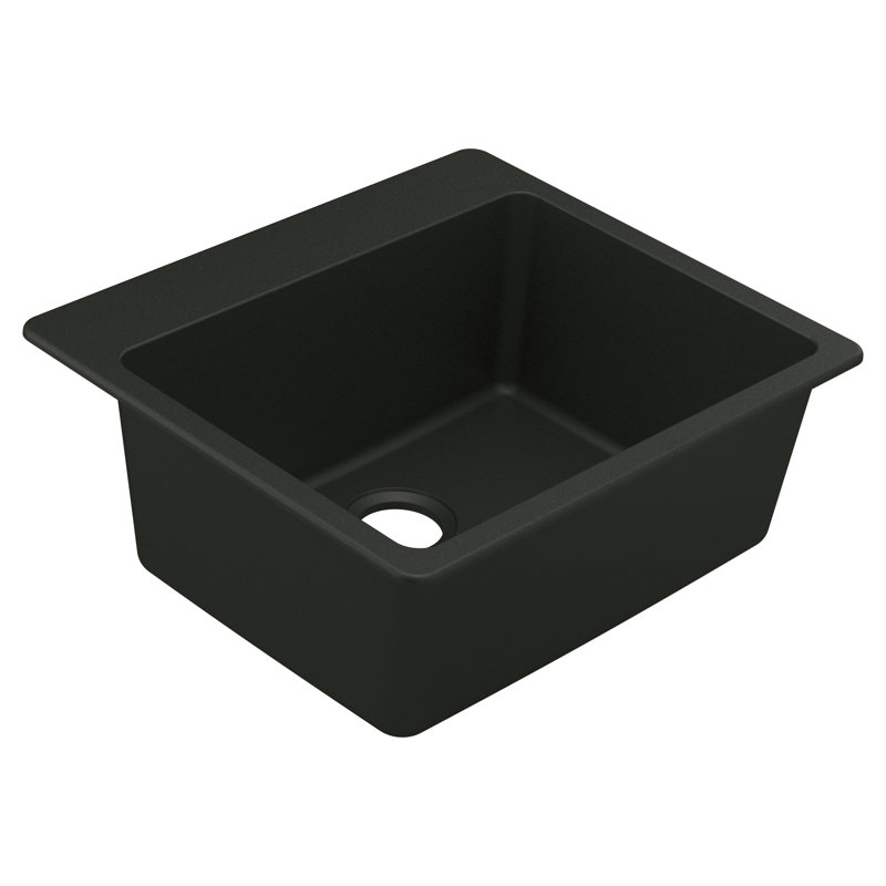 Host 25-inch Granite Dual Mount Single Bowl Sink, Black