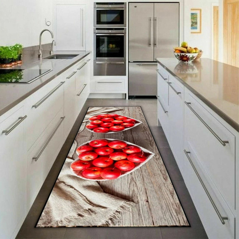 3D Fruit Kitchen Mat – Washable Non-Slip Runner Rug – Door Mat with Rubber Backing – Polypropylene, 50cm W x 70cm L