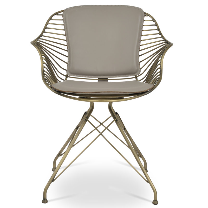 Chaise avec accoudoirs Zebra, Or, Caramel