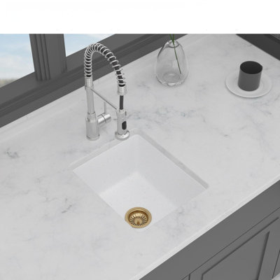 Durable White Quartz Kitchen Sink, Modern Compact Style For Small Kitchens