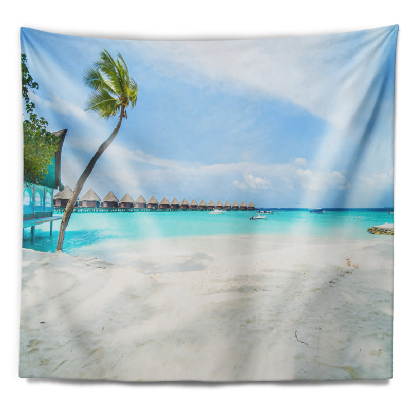 Tapisserie de paysage marin tropical des Maldives, H 32 po x l 39 po