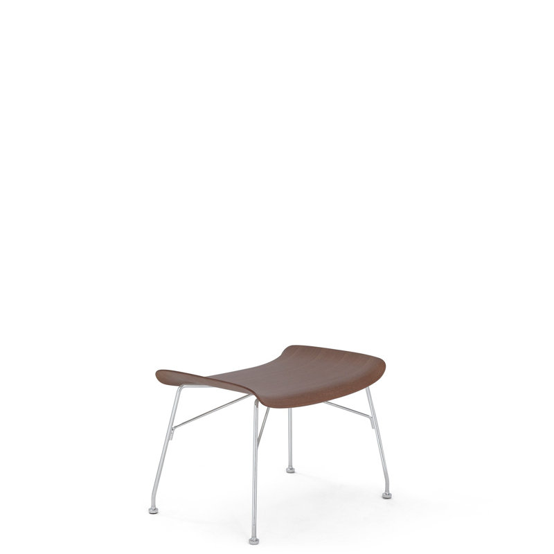SmartWood Ottoman, Veneer Dark Wood with Chrome