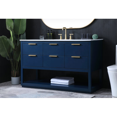54'' Single Bathroom Vanity with Engineered Marble Top