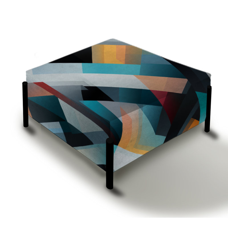 Monochrome Reflections - Geometric Large Square Ottoman
