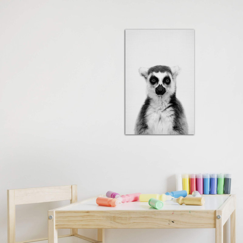 «Lemur» par Sissi & Seb - impression d'art graphique, Toile tendue, Pas de tapis, H 26 po x l 18 po x 1,5 po