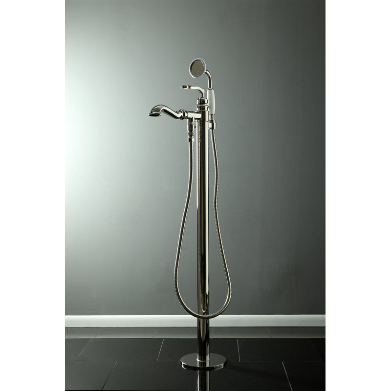 Kingston Brass Royale Single-Handle 1-Hole Freestanding Tub Faucet with Hand Shower, Polished Nickel