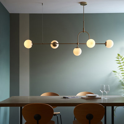 Impressive 5-Light Antique Brass Linear Chandelier