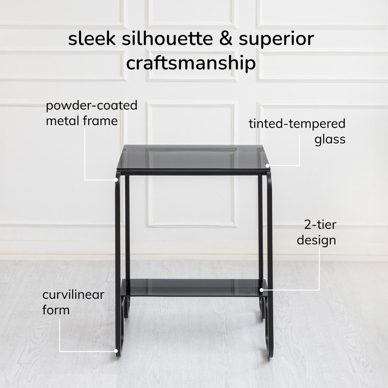 Selene 2-Tier Tempered Glass End Table