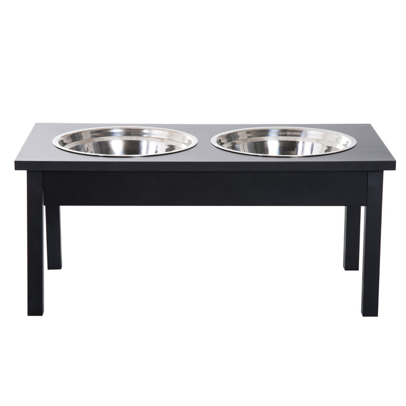 Gamelle surélevée noire pour chien, 2 bols en acier inoxydable de haute qualité, favorise la digestion, support stable encourageant une posture debout naturelle, base antidérapante, facile à remplir