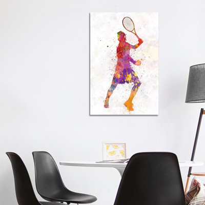 «Tennis Player Celebrating in Silhouette I» par Paul Rommer - peinture sur toile tendue