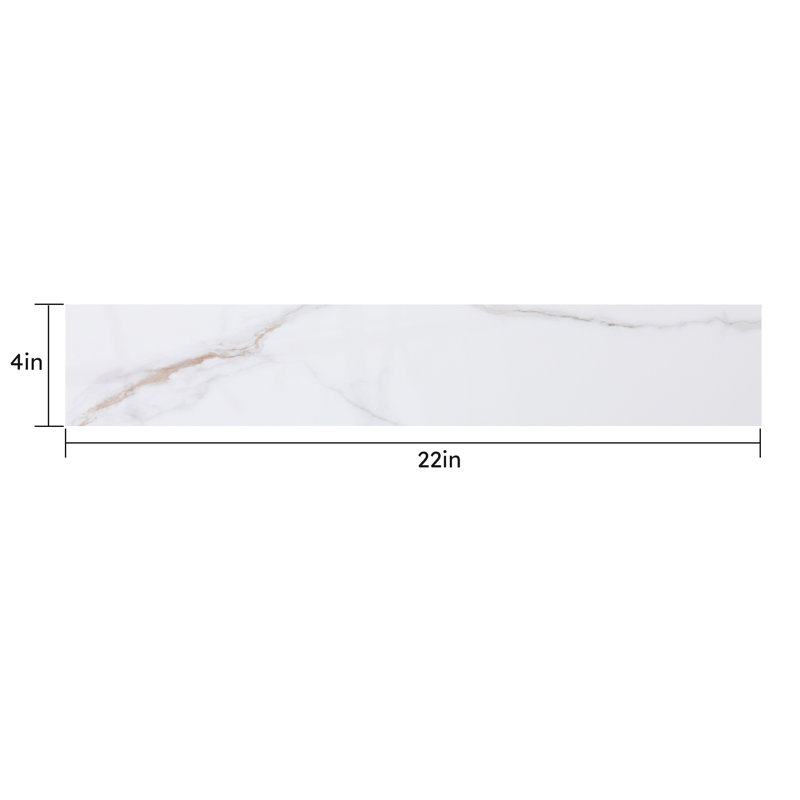 Éclaboussures latérales frittées en pierre dorée pour dessus de meuble-lavabo - 22 po x 4 po, blanc, retrait facile des taches, glamour tendance, persistance d'installation simple, graisse de garantie de qualité stable, leurre