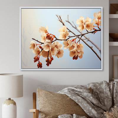 Douce branche de fleur de brun doux - reproduction sur toile
