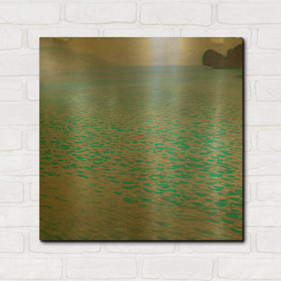 'Attersee' By Gustav Klimt Gold Metal Wall Art, 24" x 24"