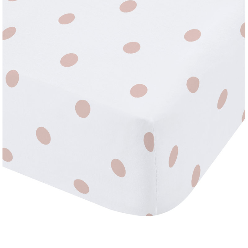 Catherine Lansfield Brushed Spot Fitted Sheet, White/Pink, Single (3')