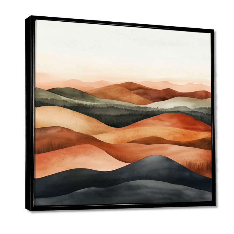«Sage Landscape», art mural horizon du désert, Straimont, H 44 po x l 44 po, Cadre flottant noir