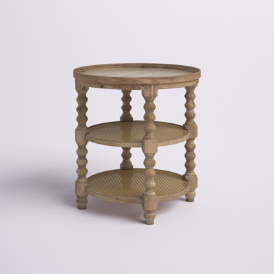 Table d'appoint ronde à 3 niveaux Alberiza, table de bout naturelle pour vestibule de chambre à coucher