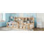Full Size Kids Wooden Platform Bed Frame with Guardrail Fence, Side Storage Shelves & Book Shelf, Space Saving Floor Bed, Natural-134643829-134643832
