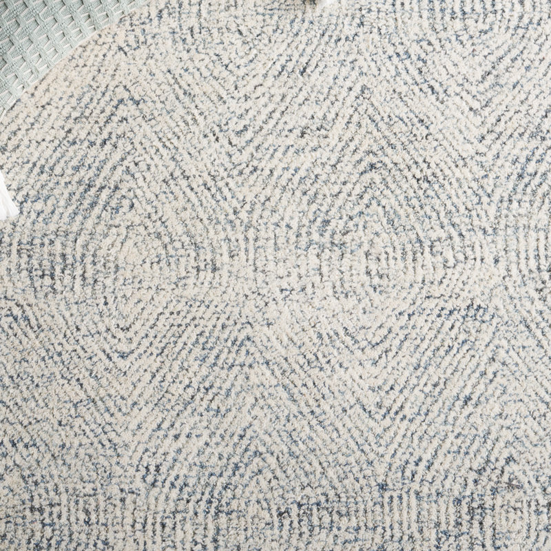 Tapis en laine touffeté à la main Cole, Rond 4 pi, Blue/Ivory