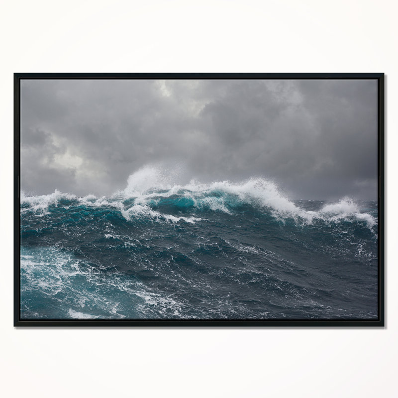 " Roaring Waves Under Cloudy Sky ", 12" H x 20" W x 1" D