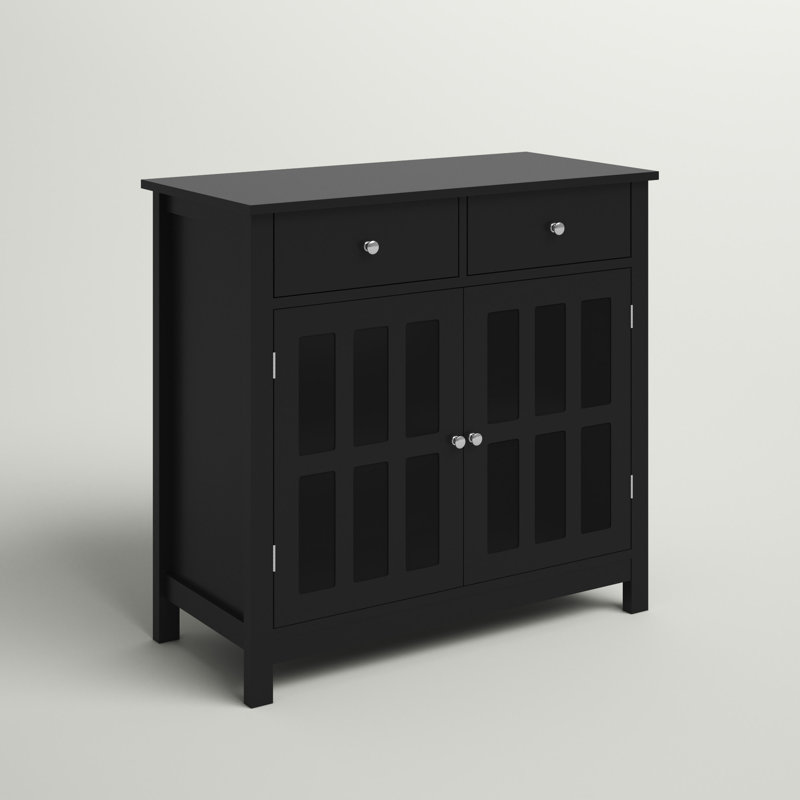 Armoire de cuisine avec 2 tiroirs et portes en verre Audel, armoire de salle à manger, crédence de bureau 