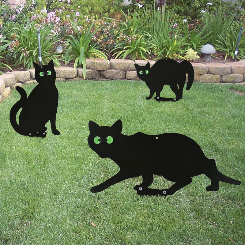 Caled Pack Of 3 Black Garden Cat Deterrent Scarer Fox Metal Pest Control Repellent Scarer Nuisance