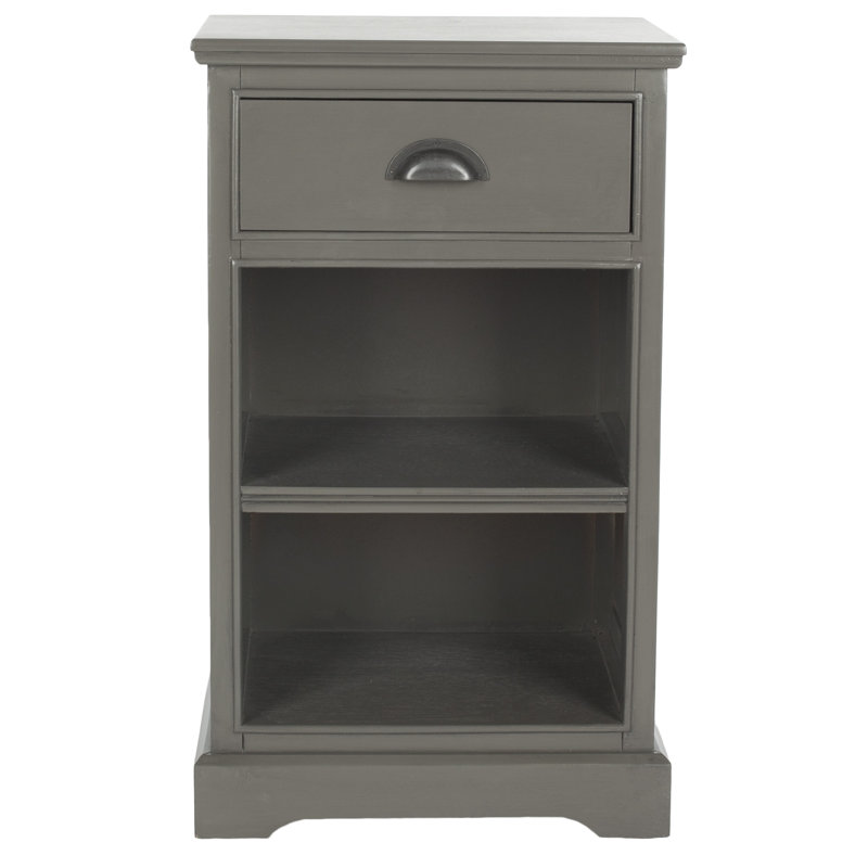 Jonesport Solid Wood Top End Table with Storage, Gray
