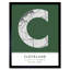 Cleveland Ohio United States City Map Green 1 Piece Single Picture Frame Wall Art