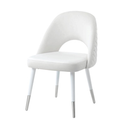 Set Of 2 White Gloss Padded Side Chairs, Elegant Dining Or Kitchen Seating