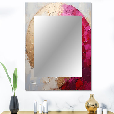 Beige rose minimalisme spirale poteries I - miroir décoratif spirales abstraites, grand miroir mural moderne, art imprimé en métal