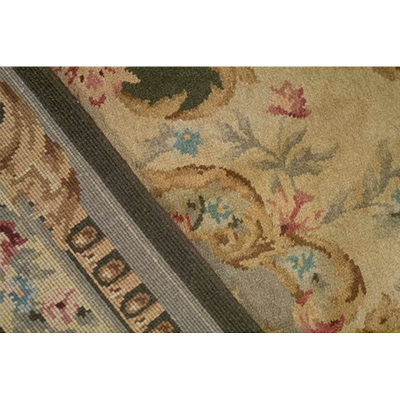 Tapis beige et vert olive de haute qualité noué à la main