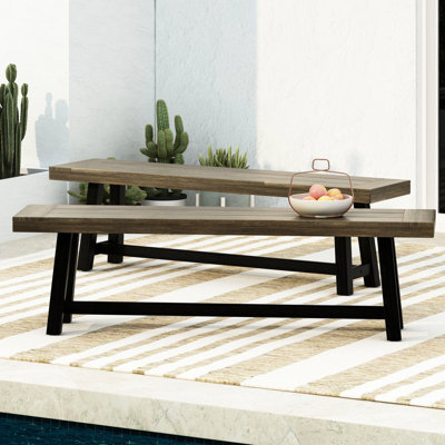 Banc d'extérieur à deux tons en bois, lambris, hauteur de 18 pouces, banc de patio au design rustique unique, deux tons, style, 14,5 de profondeur, confortable pour socialiser