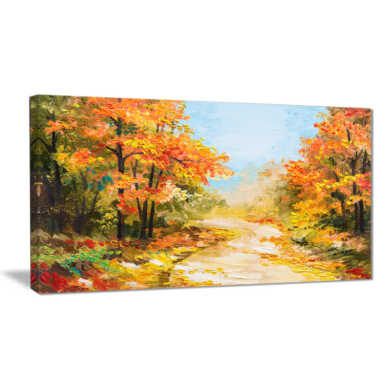 «Path in Autumn Forest Landscape», reproduction sur toile tendue, H 16 po x l 32 po x P 1 po