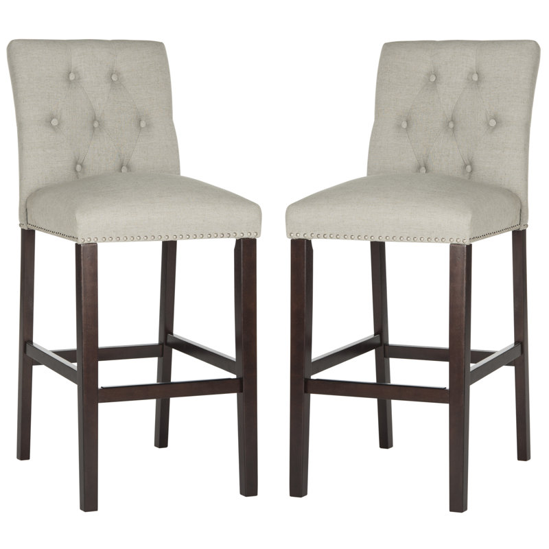 McLoud Upholstered Counter Stool with Solid Wood Frame, Light Gray, Bar Stool (31.5” Seat Height)
