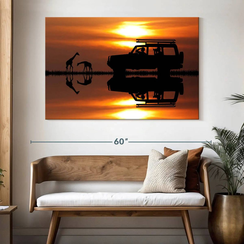 Brampt Giraffe Sunset Journey, 34" H x 51" W