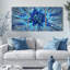 Ensemble de 3 tableaux abstraits à motif floral bleu sur toile tendue-72657793