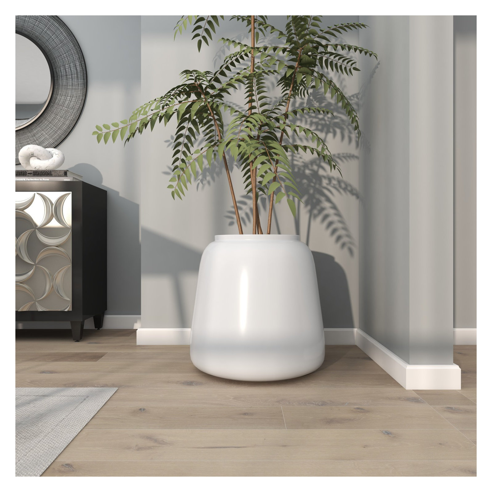 Mabe Iron Floor Vase, White, 20" H X 19.4" W X 19.4" D