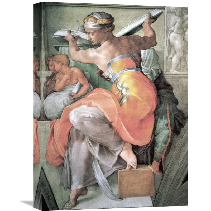 " The Libyan Sibyl " by Michelangelo, Wrapped Canvas, 22" H x 15.84" W