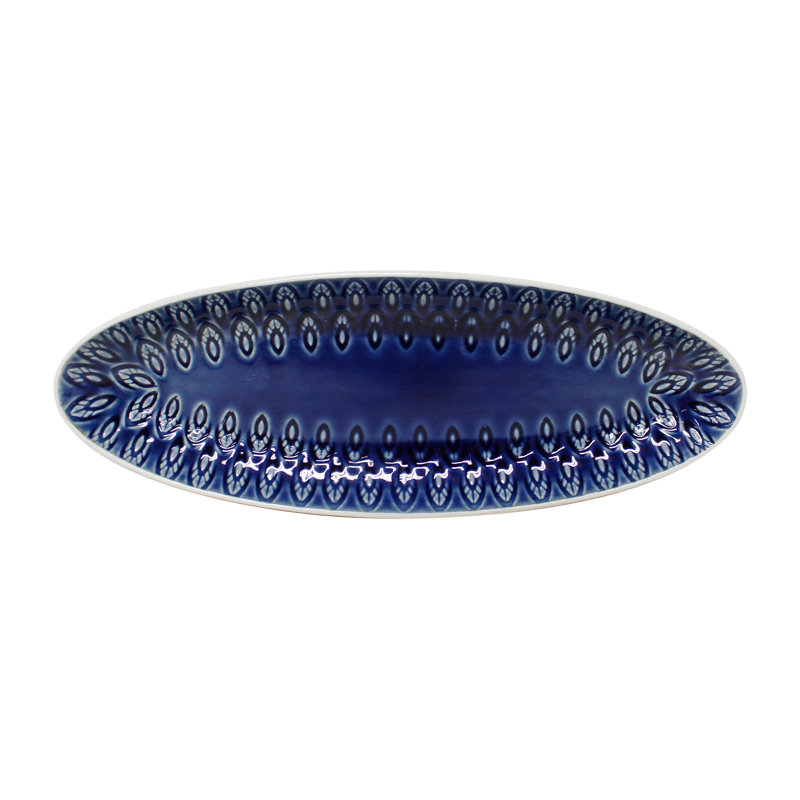 Plateau apéritif paon, Bleu