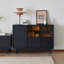 Buffet de rangement en bois d'hévéa Wabi-Sabi-2002879342