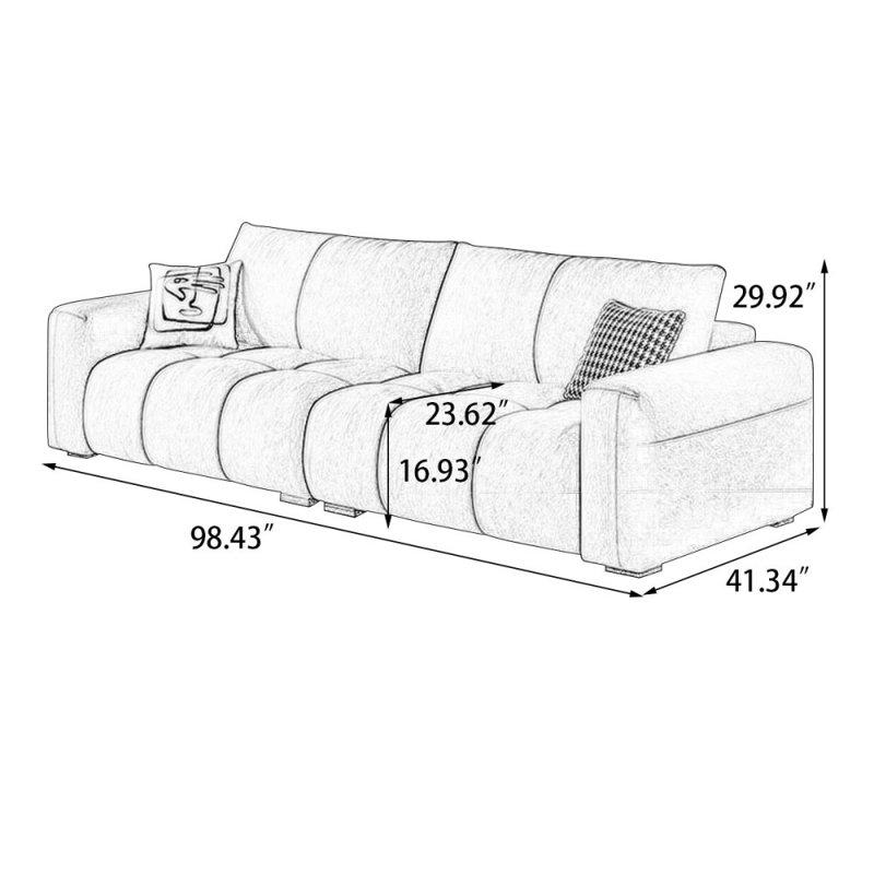 Canapé modulaire vert 100% polyester, H 29,92 po x l 98,43 po x P 41,34 po, 3