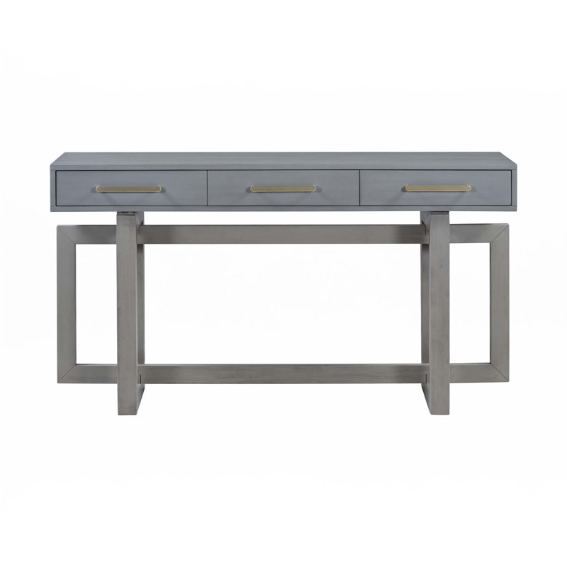Console avec trois tiroirs, Gris antique / gris