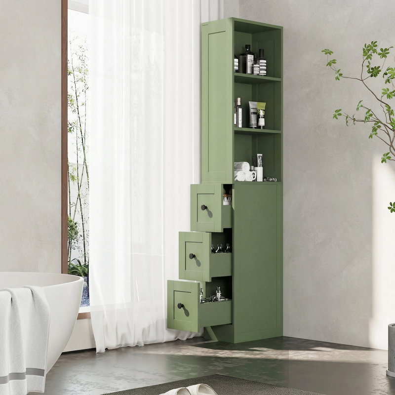 3-Shelf Tall Thin Bathroom Storage Cabinet
