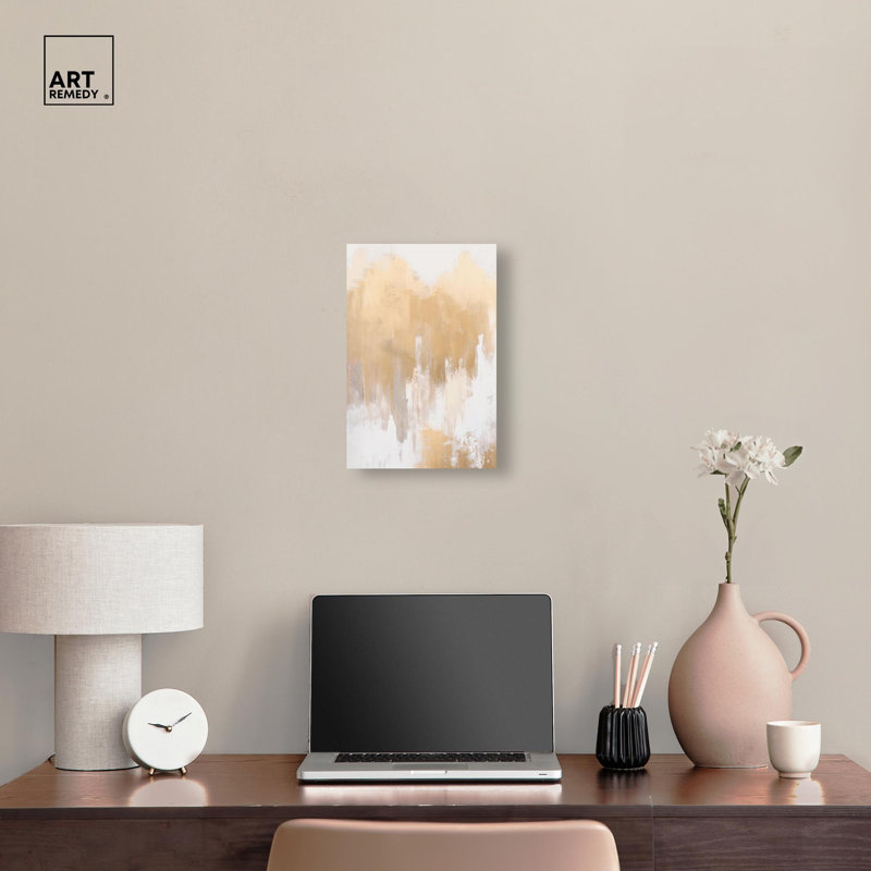 Art contemporain sur toile Soft Grey Glam Gold II par Art Remedy, H 15 po x l 10 po, Toile tendue avec châssis