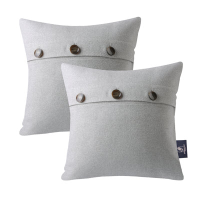 Linen Square 18" Throw Pillow with Coconut Shell Button Closure