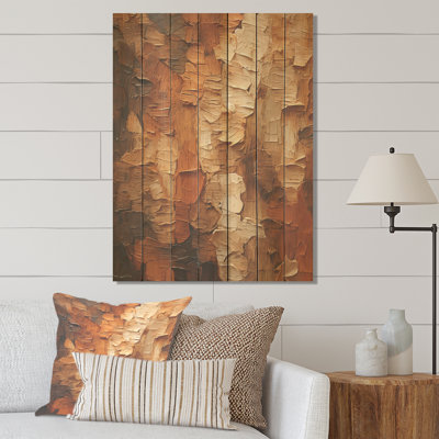 Brown Tree Bark Essence II - Tree On Wood Print