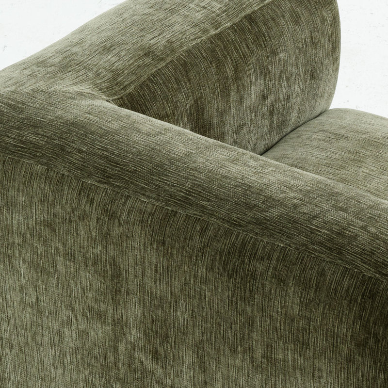 Ensemble de canapé modulaire en forme de L et table basse ronde Chenille, Vert