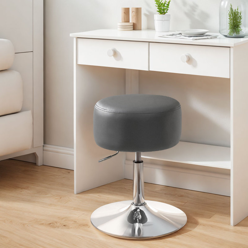 Kundana Swivel Upholstered Adjustable Height Counter Stool with Metal Frame, Grey