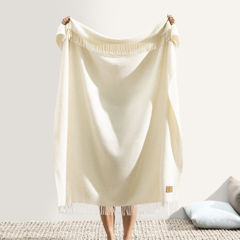 Juno Cashmere/Lambswool Throw, Ivory
