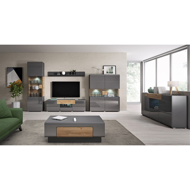 Febin Display Cabinet, Anthracite Glossy