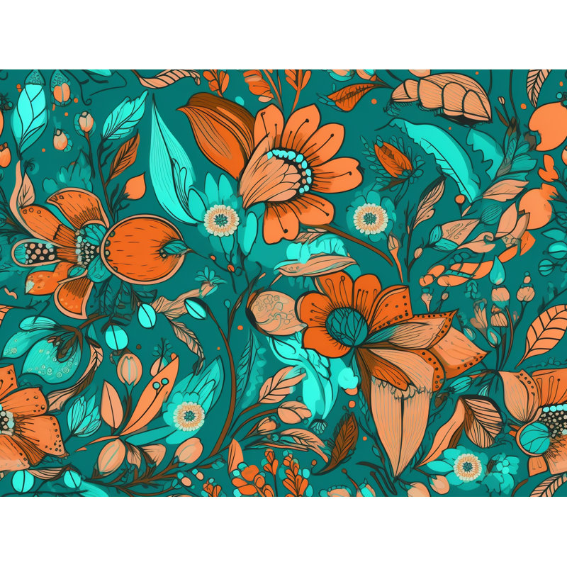 Machine Printed Comforter, King Comforter, Orange/Turquoise